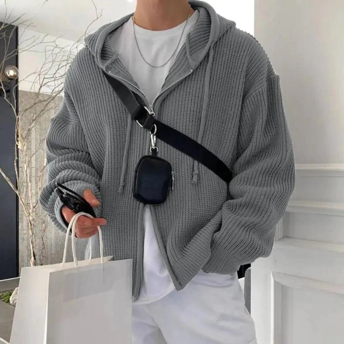 Knitted Zip-Up Hoodie